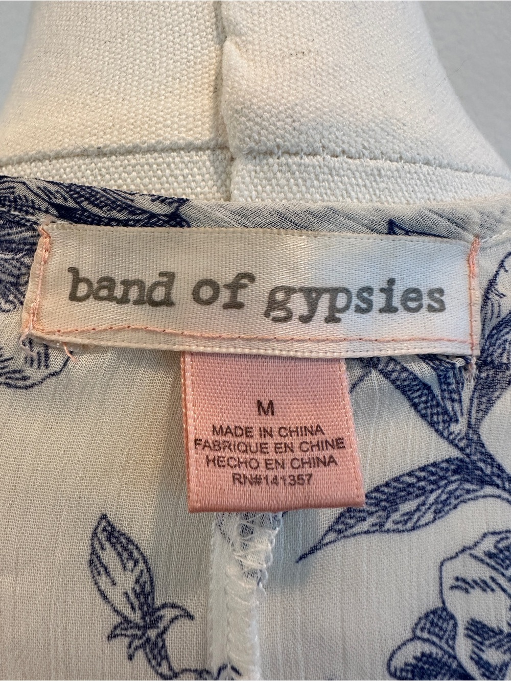 Band of Gypsies Blue Floral Sheer Long Kimono Duster Cover Up Medium - Picture 7 of 7